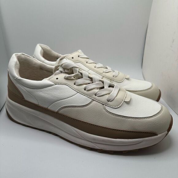 CUSHIONAIRE Women's lace up Sneaker +Comfort Foam 11 WHITE/TAN - Picture 1 of 7